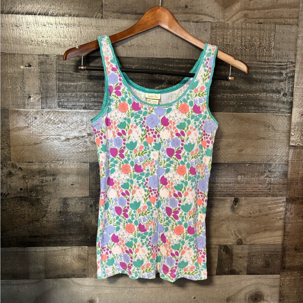 Matilda Jane Floral Ribbed Tank Top in Mint, Lavender & Coral Medium
